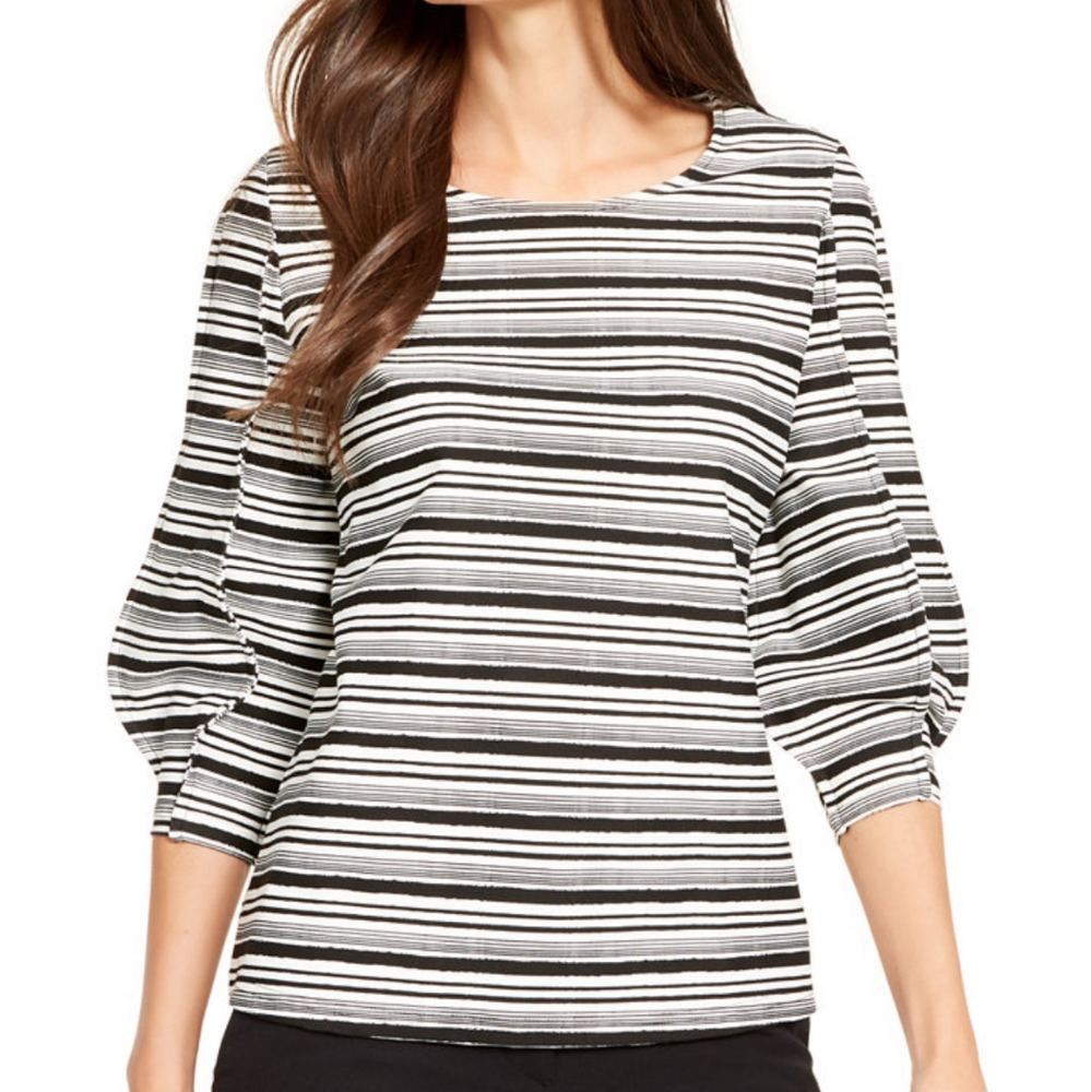 Alfani Striped Balloon Sleeve Top